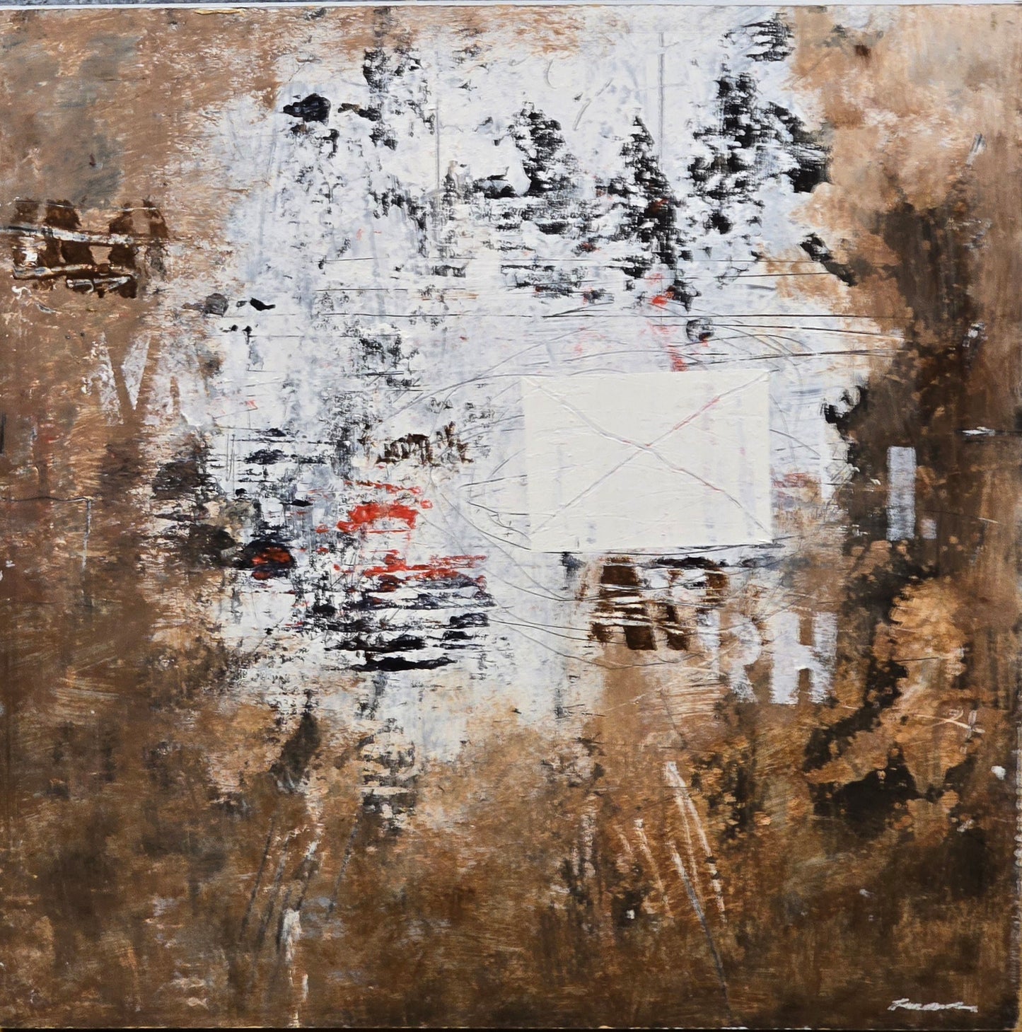 Bertil Fredholm, painting, Info, 40 x 40 cm