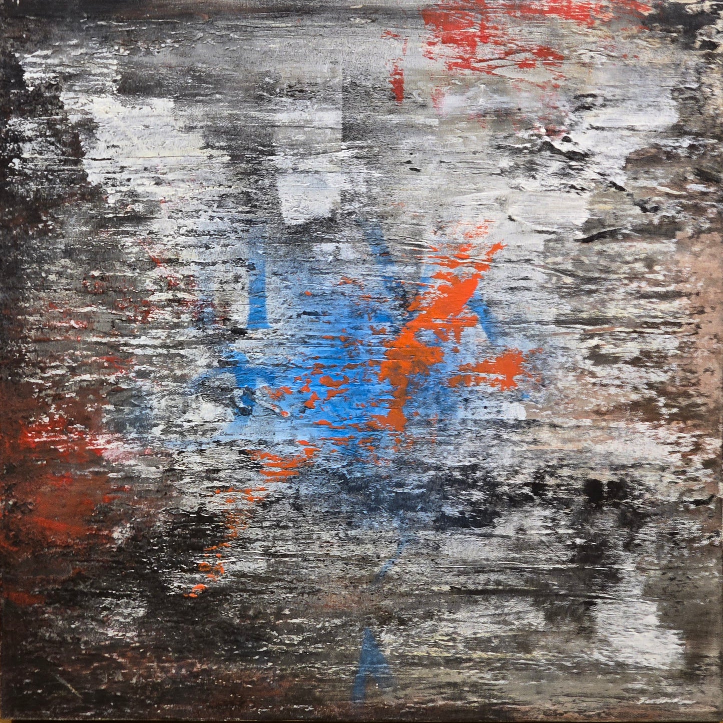 Bertil Fredholm, painting, Red and blue, 50 x 50 cm