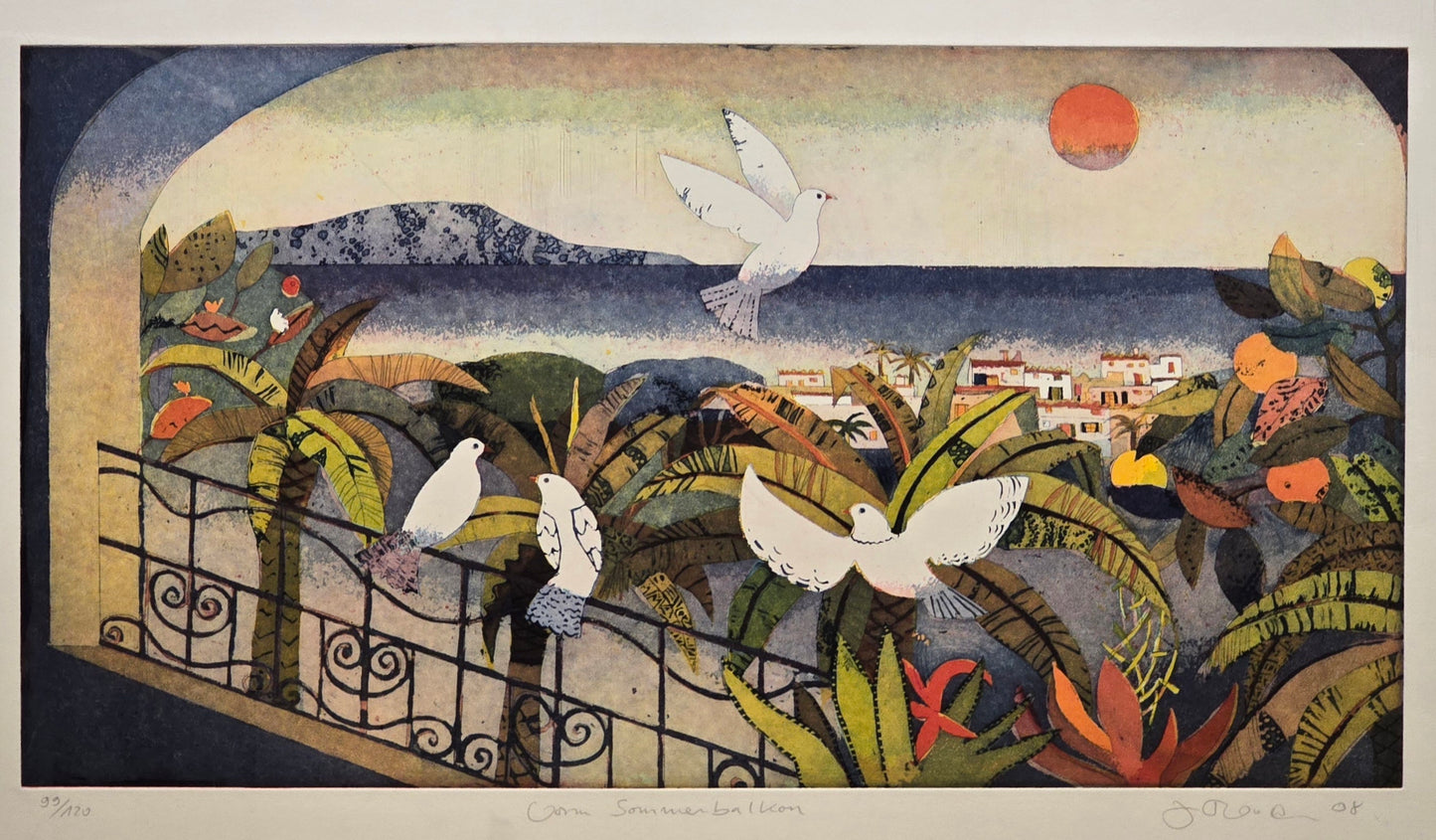 Jutta Votteler, etching, Balcony, 60 x 32 cm