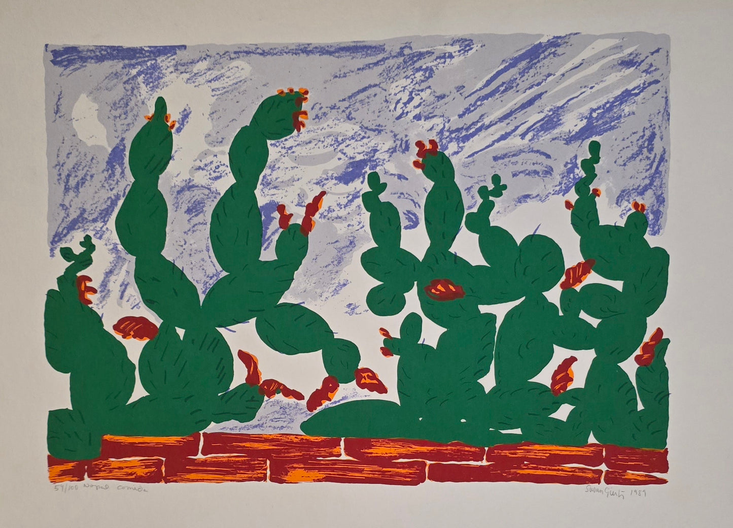 Susan Gillhög, serigrafi, Kaktus, 35 x 25 cm