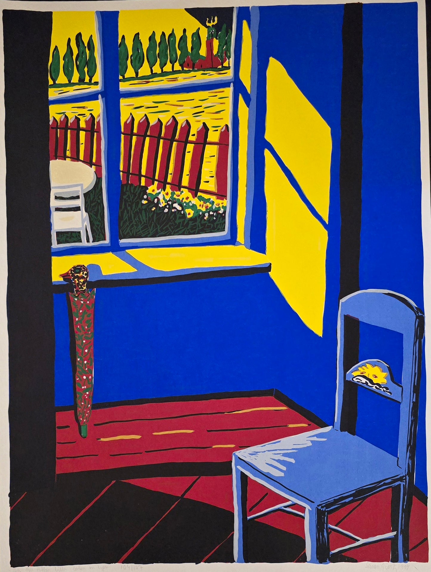 Susan Gillhög, serigrafi, Solen skiner, 45 x 62 cm