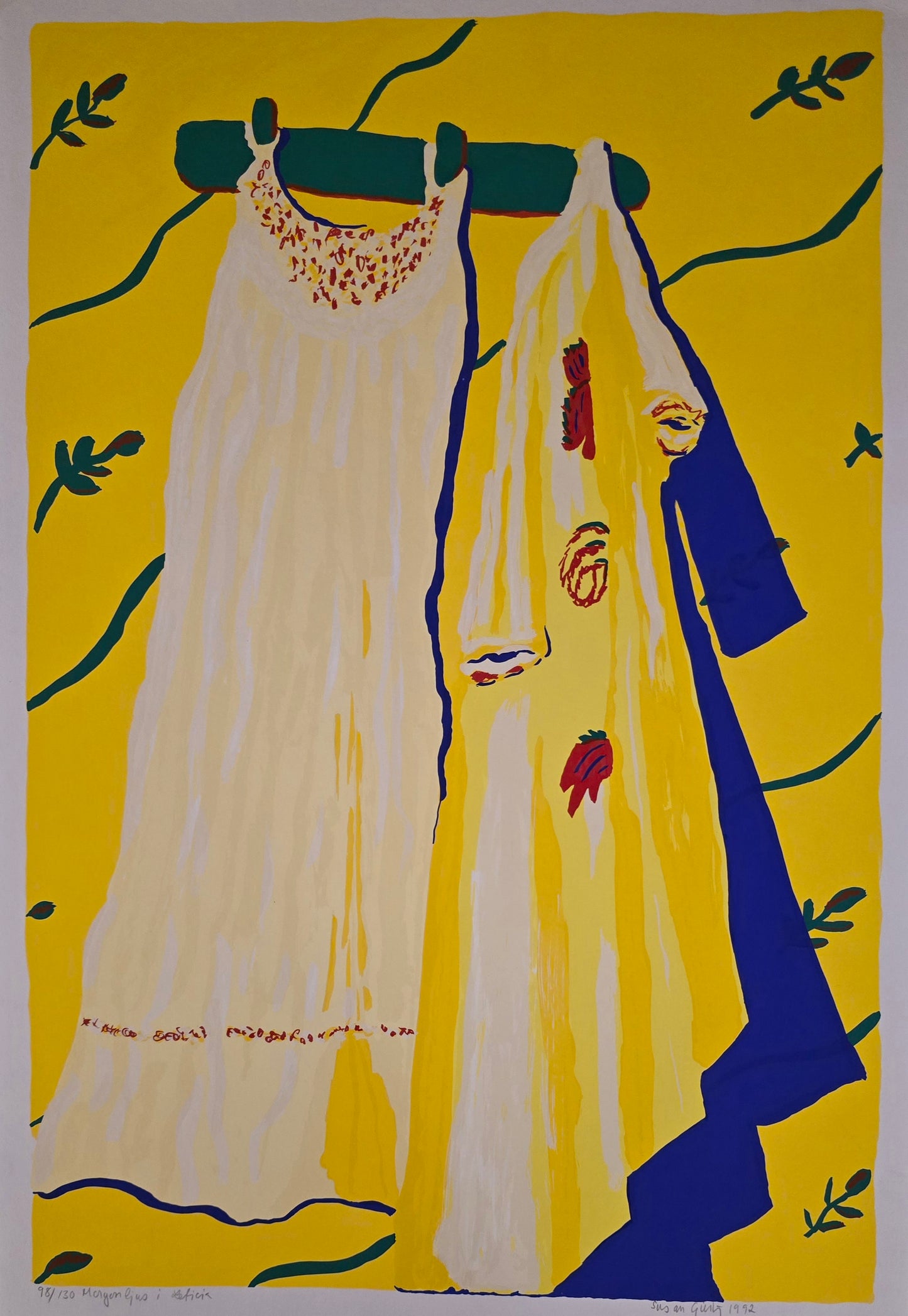 Susan Gillhög, serigrafi, Nattlinnen, 35 x 55 cm