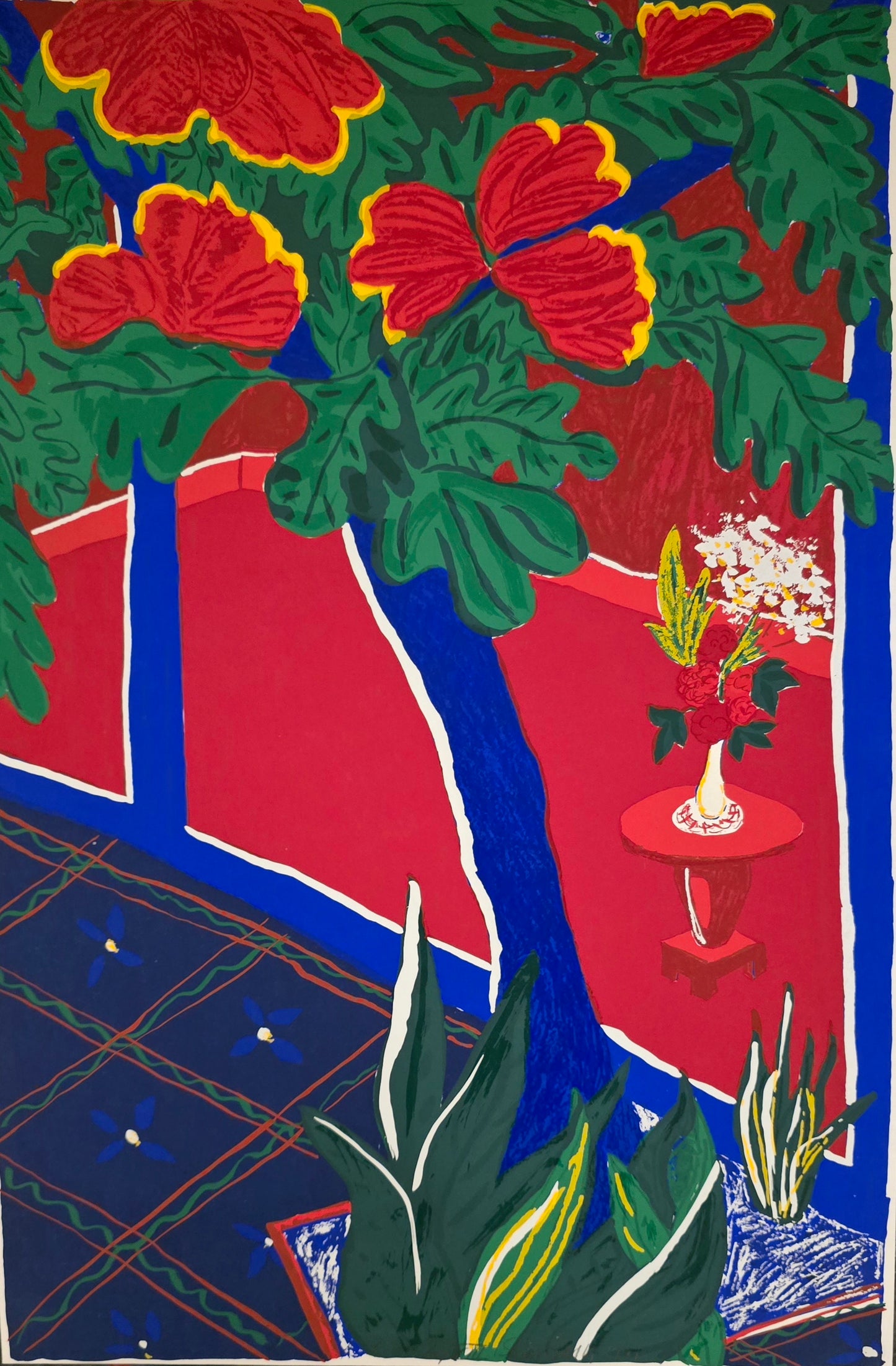 Susan Gillhög, serigrafi, Blommor i vas, 40 x 60 cm