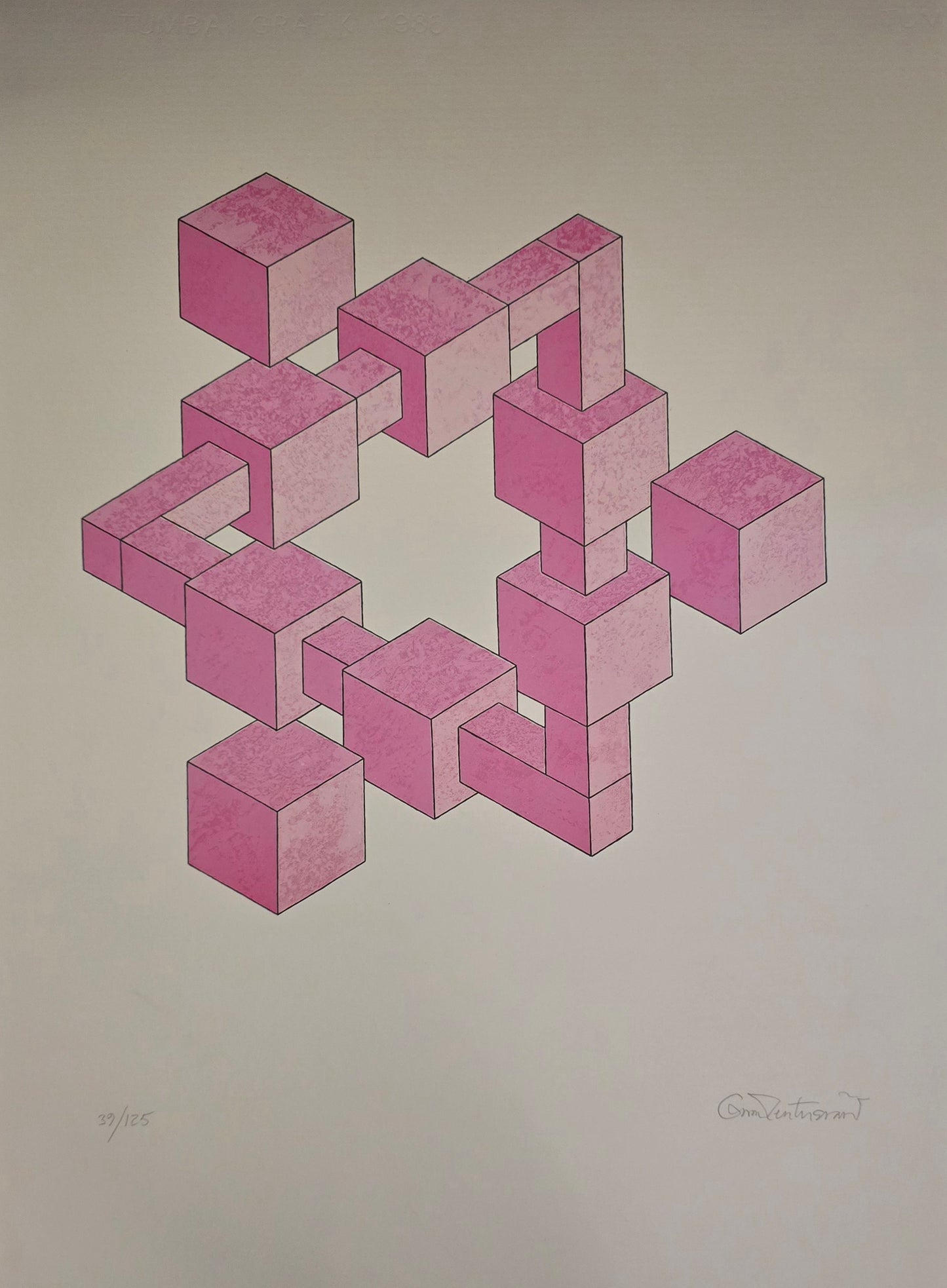Oscar Reuterswärd, lito, Pink, 44 x 60 cm