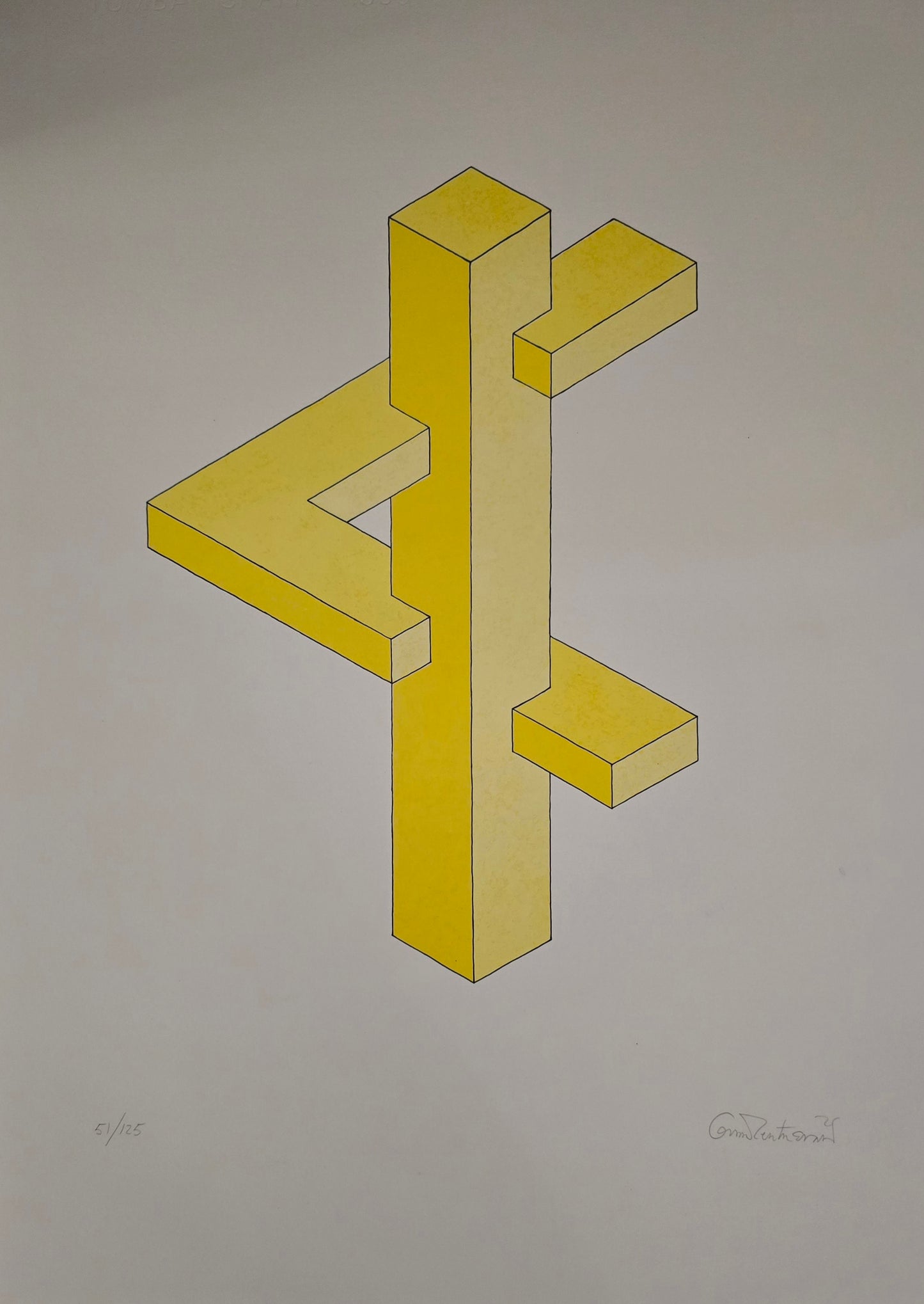 Oscar Reuterswärd, lito, Yellow, 44 x 60 cm