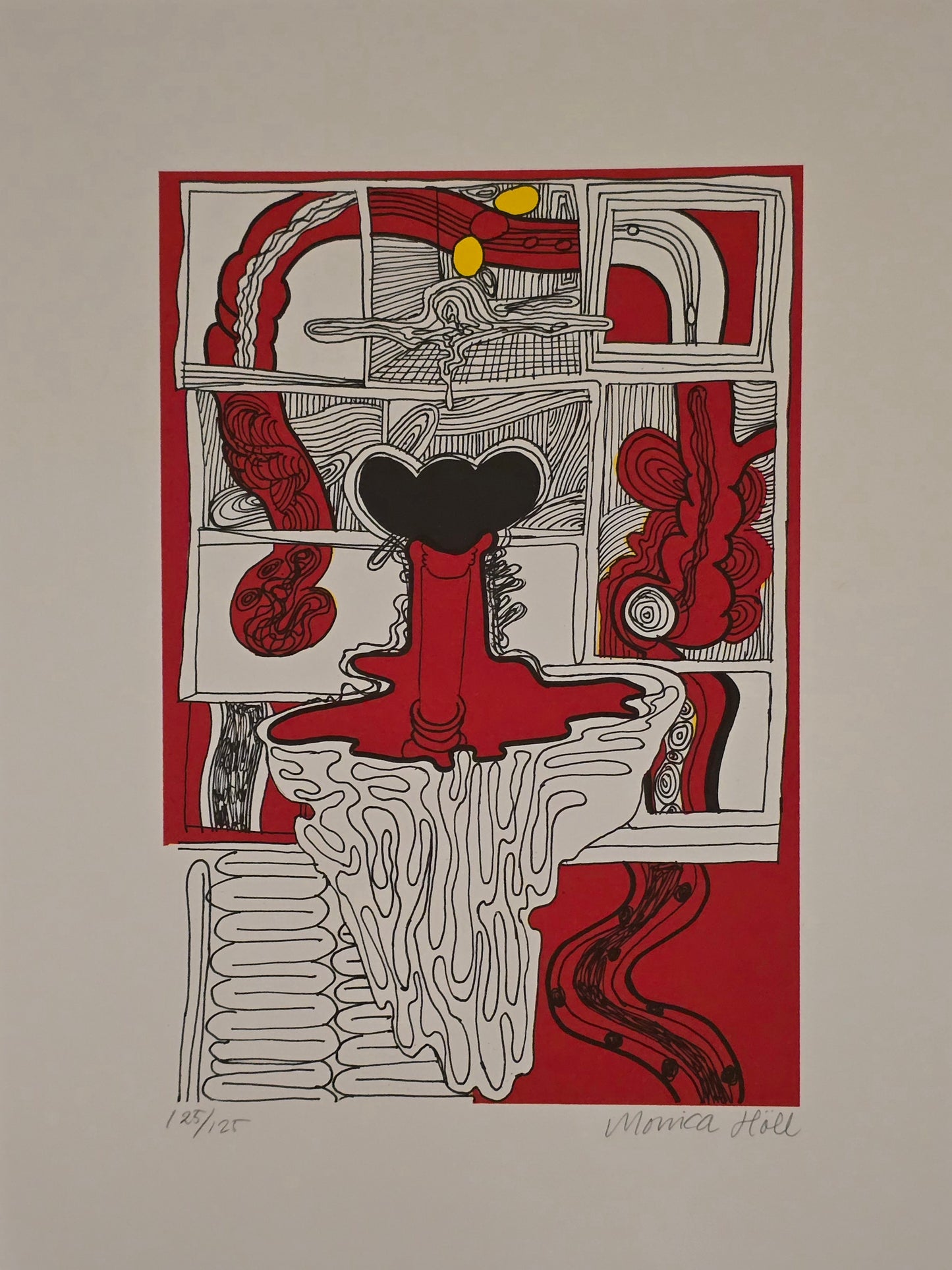 Monica höll, lito, Röd, 21 x 30 cm