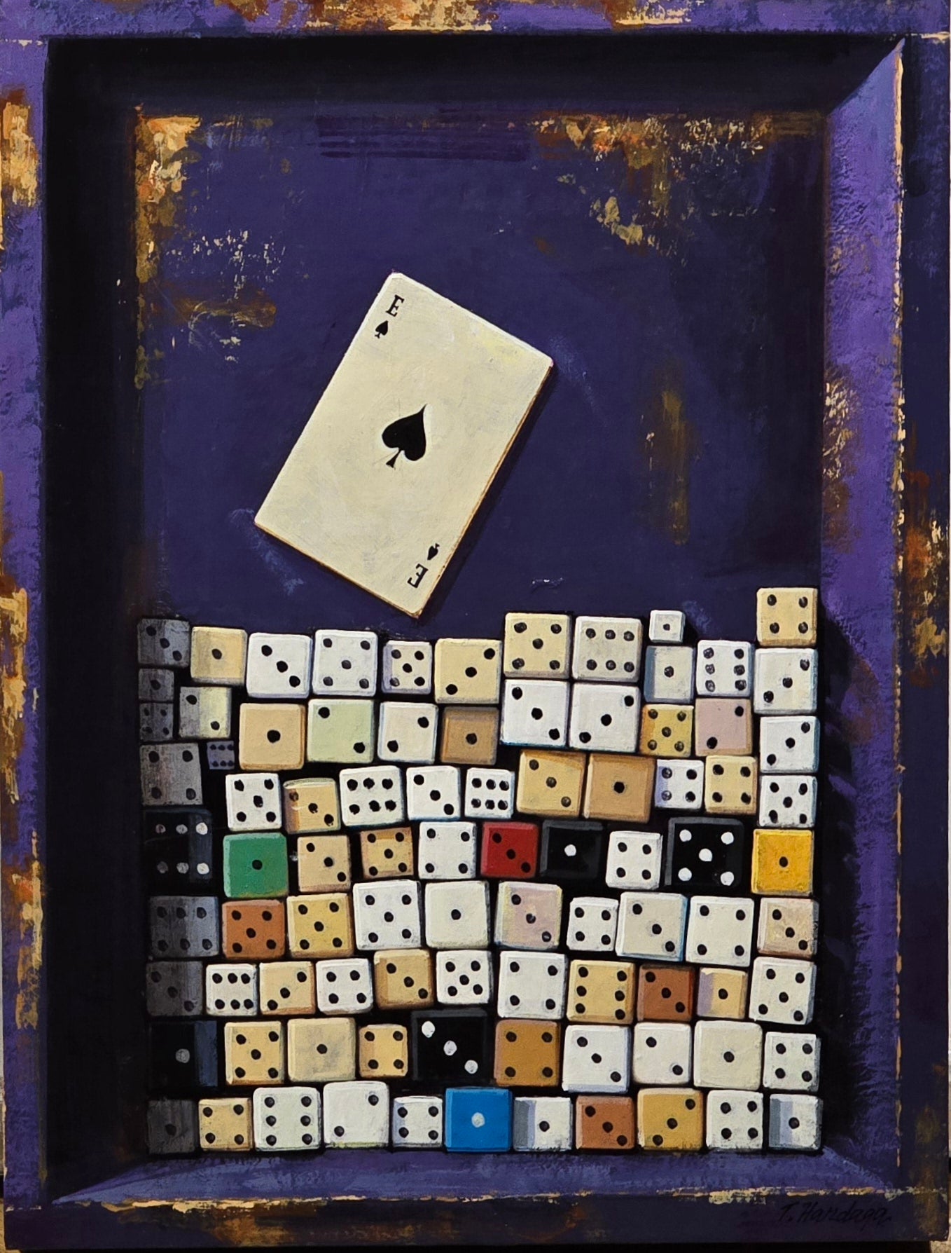 Tarik Hardaga, painting, Lyckolåda, 28 x 38 cm
