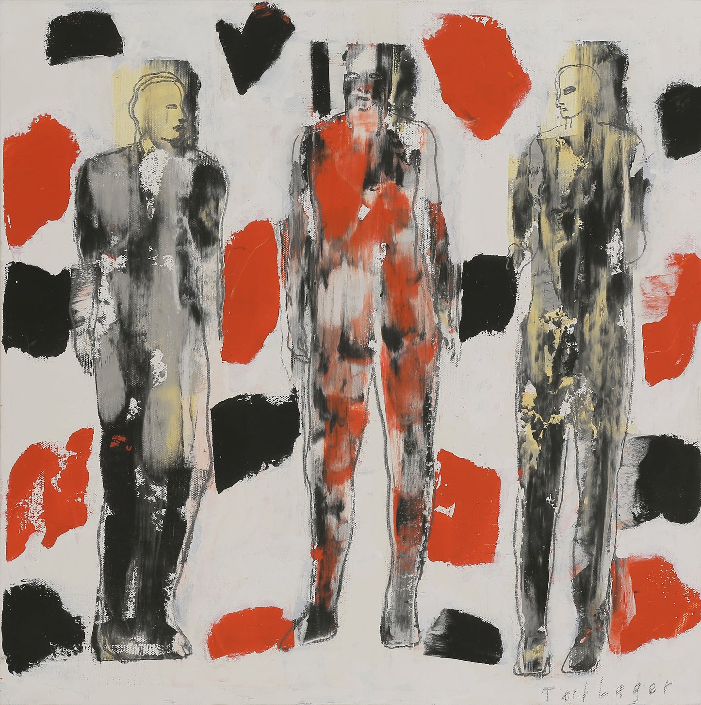 Tord Lager, 3 in red and black, 54 x 54 cm