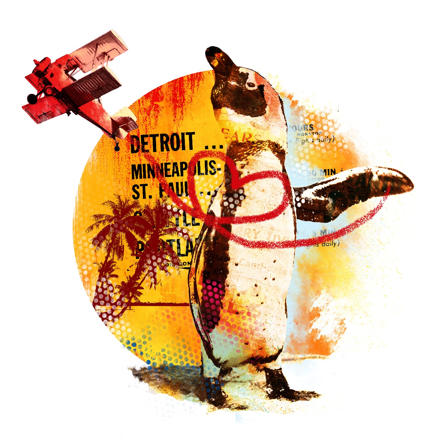 Robert Hilmersson, Penguen loves airplanes, 50 x 50 cm