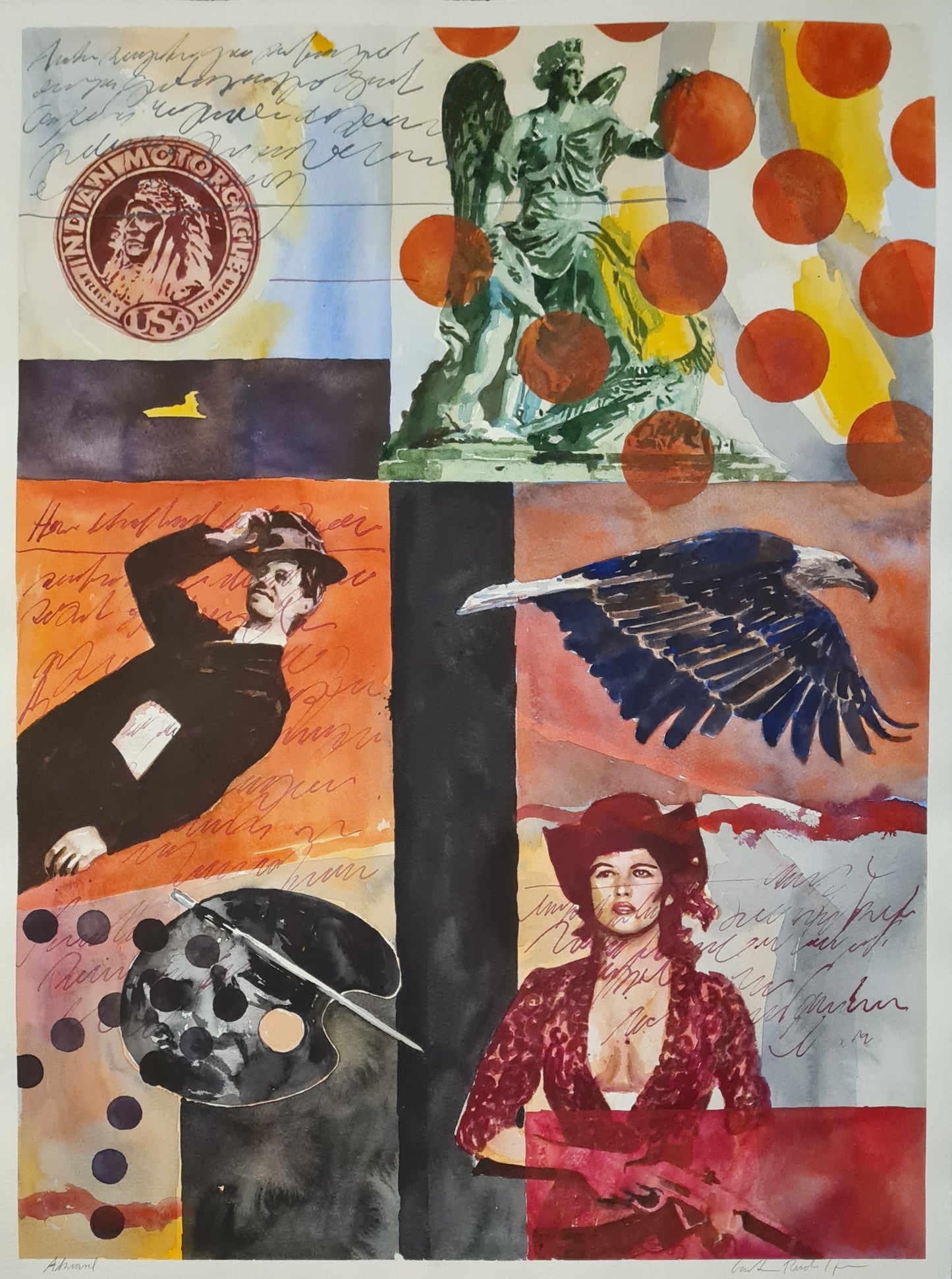 Carsten Rudolfsen, watercolour, Hats, 50 x 70 cm