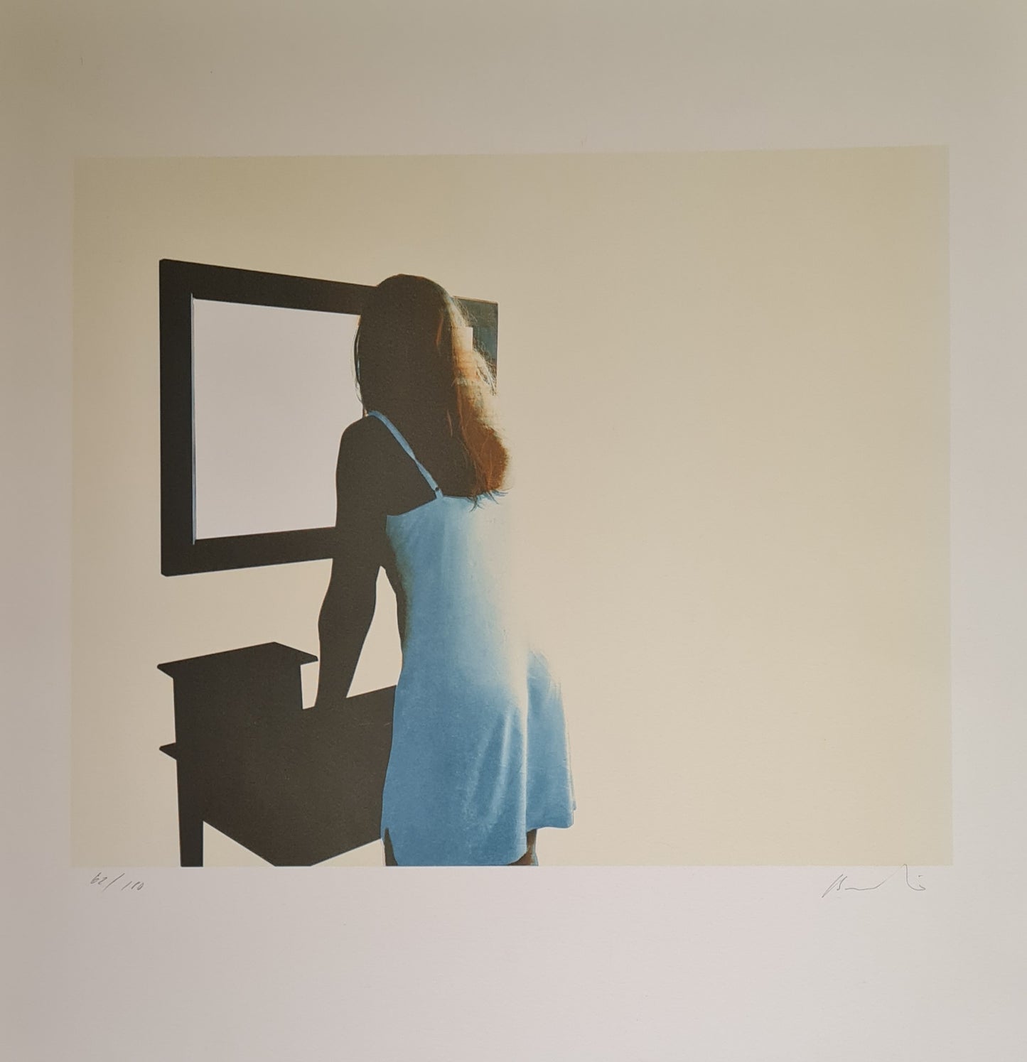 Emanuel Bernstone, Nyfiken i turkost, 50 x 50 cm