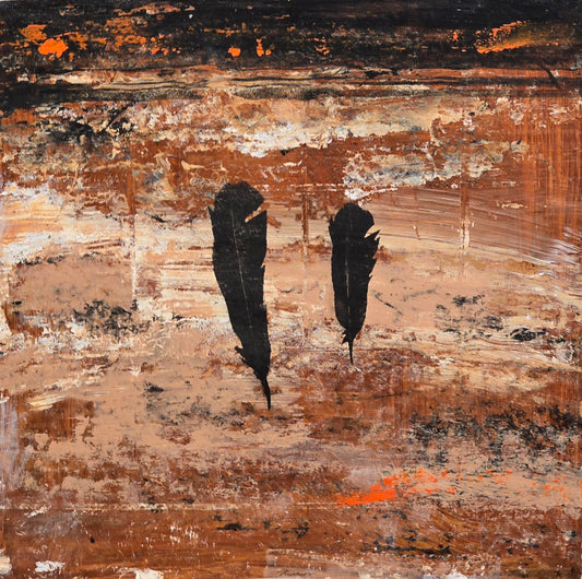 Bertil Fredholm, painting, Feathers, 40 x 40 cm