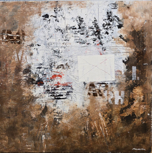 Bertil Fredholm, painting, Info, 40 x 40 cm