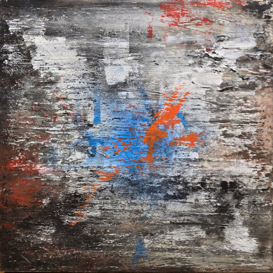 Bertil Fredholm, painting, Red and blue, 50 x 50 cm