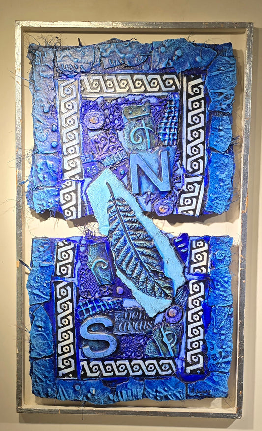 Alain Soucasse, painting, Blue feather, 45 x 72 cm