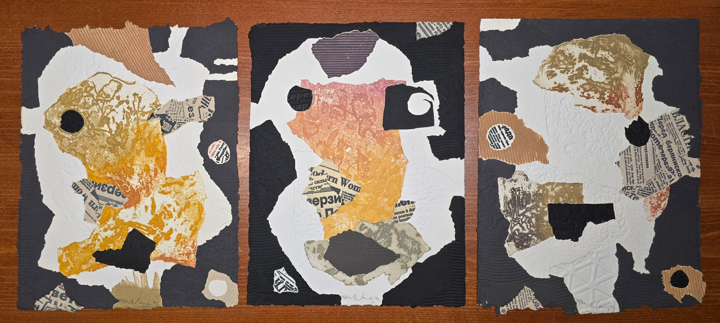 Alain Soucasse print, triptyk, 90 x 38 cm