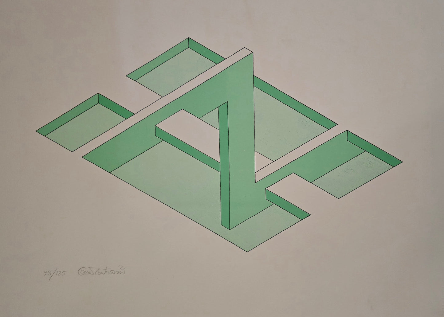Oscar Reuterswärd, lito, Grön, 60 x 44 cm