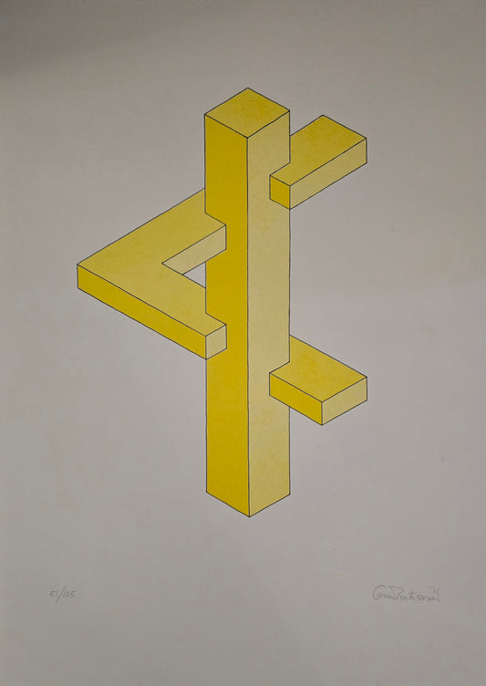 Oscar Reuterswärd, lito, Yellow, 44 x 60 cm