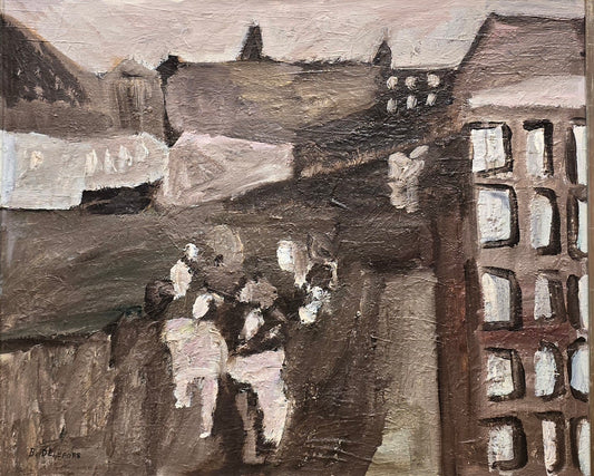 Bengt Delefors, painting, Staden, 80 x 65 cm