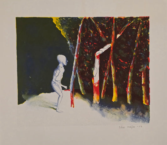 Sture meijer, lito, Skogsnatt, 28 x 23 cm