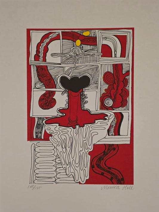 Monica höll, lito, Röd, 21 x 30 cm