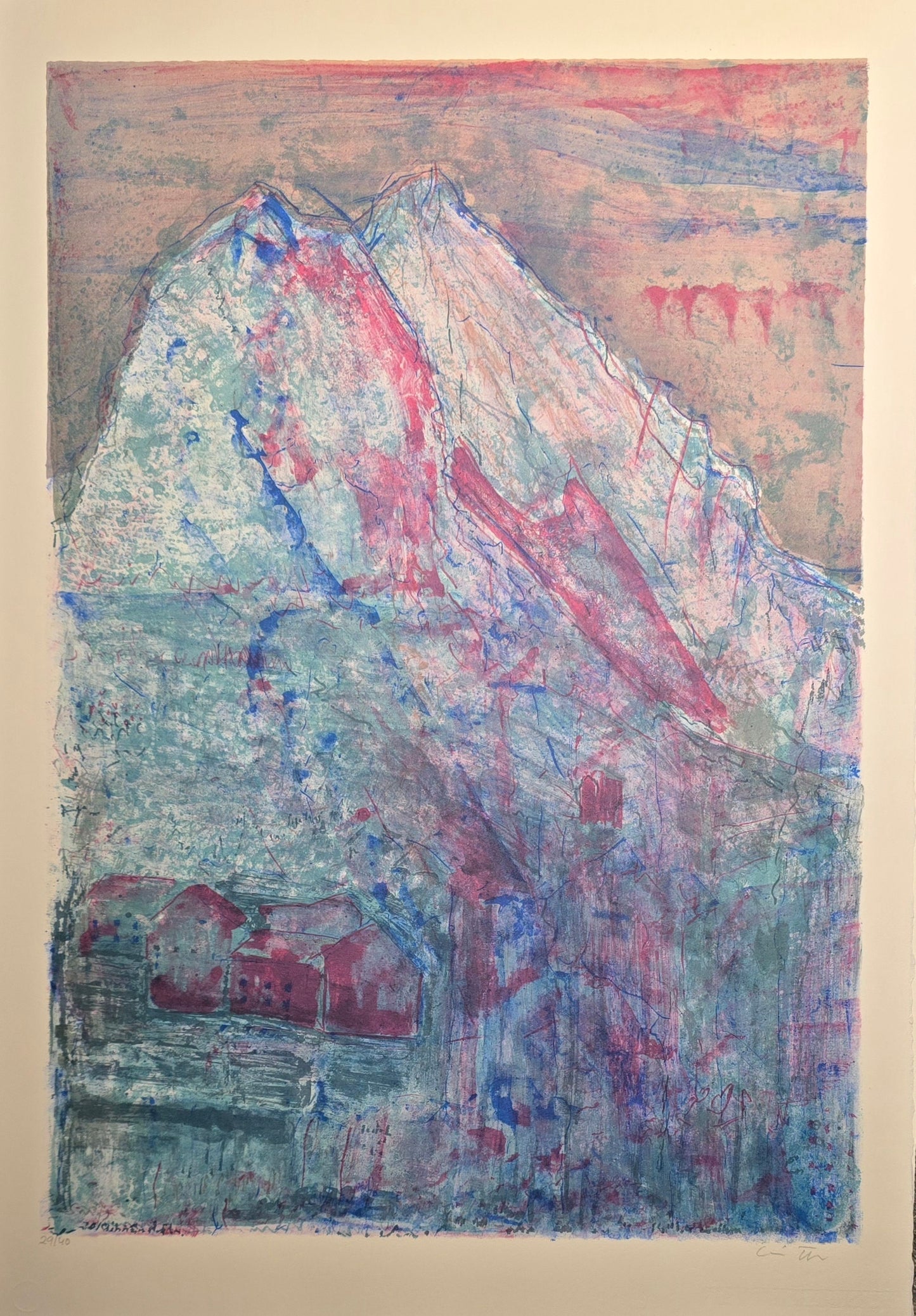 Carina Fogde, lito, Mountain, 47 x 67 cm