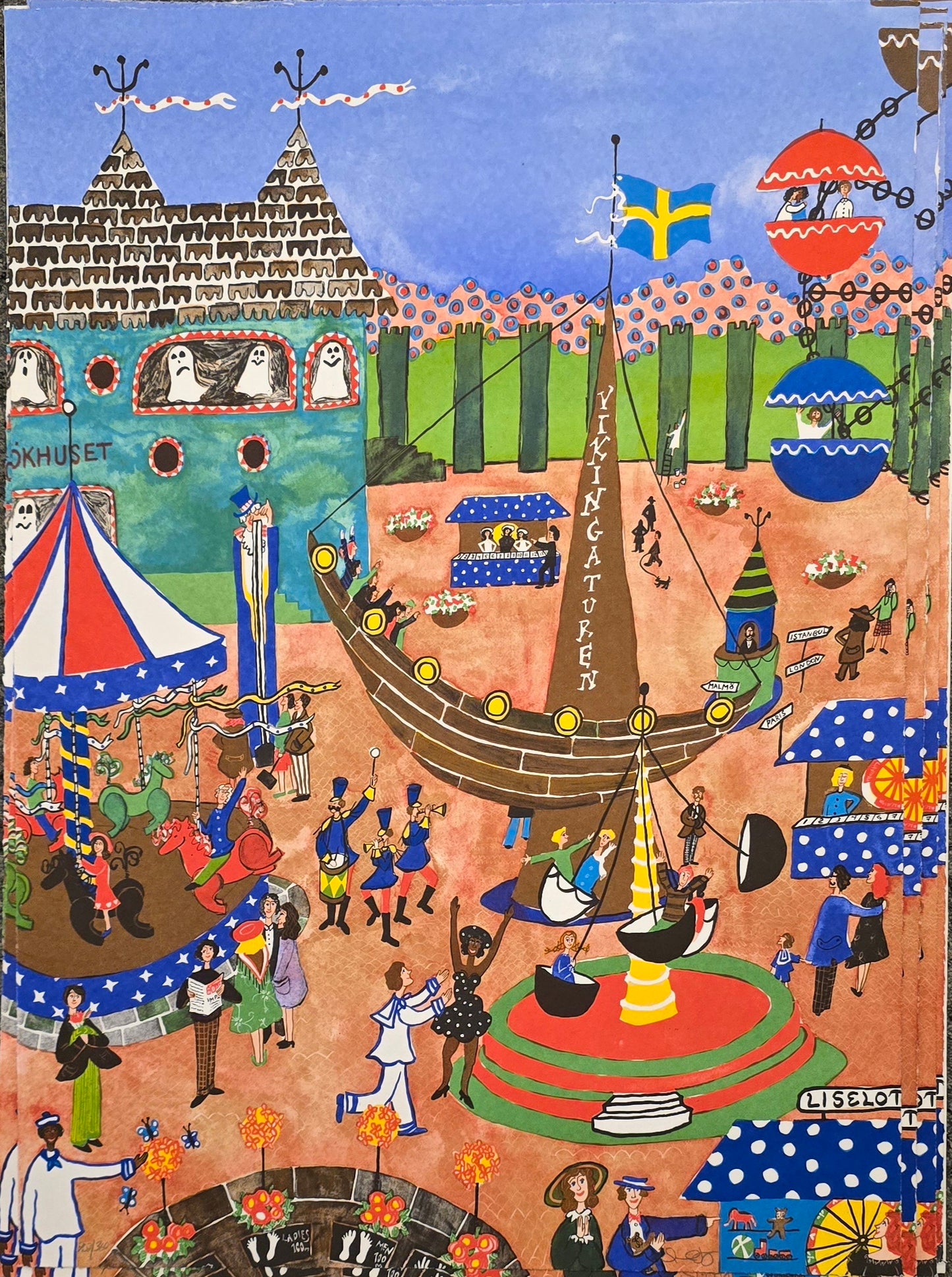 Marika Lang, lito, Liseberg, 56 x 80 cm