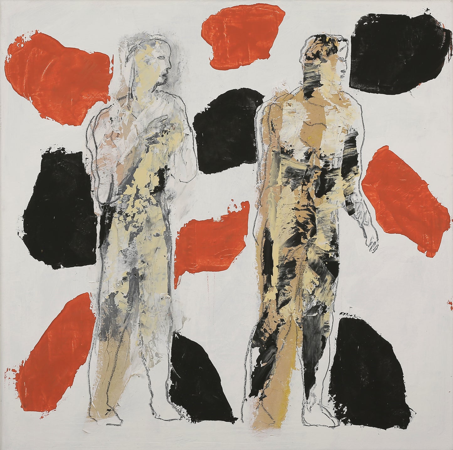 Tord Lager, 2 in red and black, 70 x 70 cm