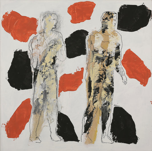 Tord Lager, 2 in red and black, 70 x 70 cm