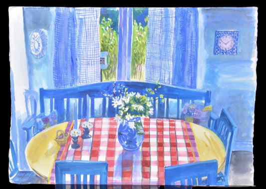 Evy Lås, watercolour, Kitchen, 70 x 57 cm