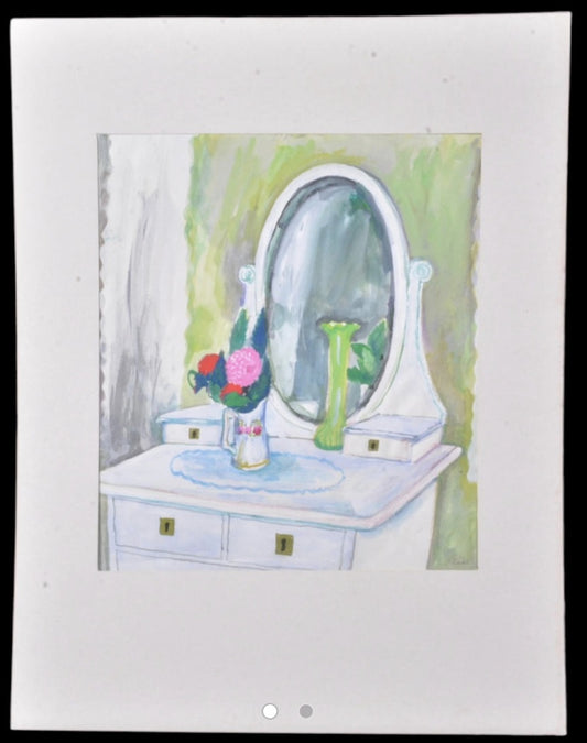 Evy Lås, The Mirror, watercolour, 35 x 40 cm